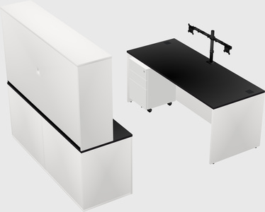 Parallel desk with credenza