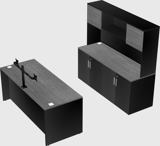 Bureau parallèle avec crédence