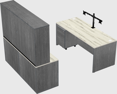 Parallel desk with credenza
