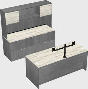 Parallel desk with credenza