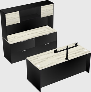 Bureau parallèle avec crédence