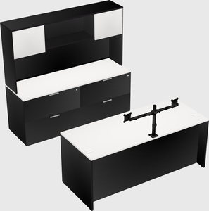 Bureau parallèle avec crédence