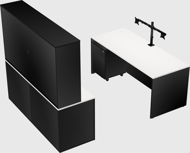 Parallel desk with credenza