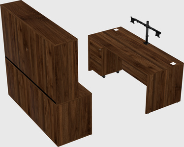 Parallel desk with credenza