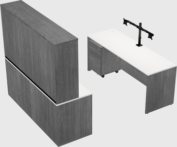 Bureau parallèle avec crédence
