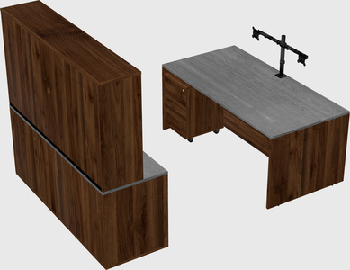 Parallel desk with credenza