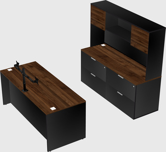 Parallel desk with credenza
