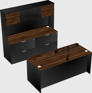 Parallel desk with credenza