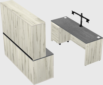 Parallel desk with credenza
