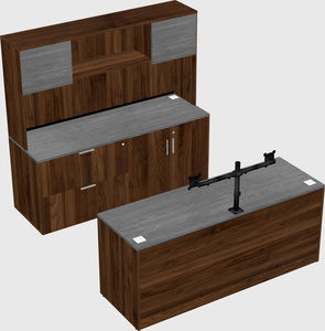 Bureau parallèle avec crédence