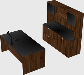 Bureau parallèle avec crédence