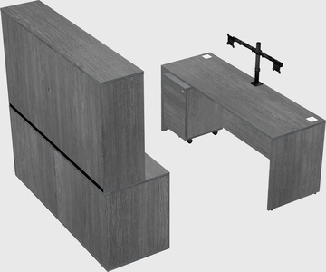 Parallel desk with credenza