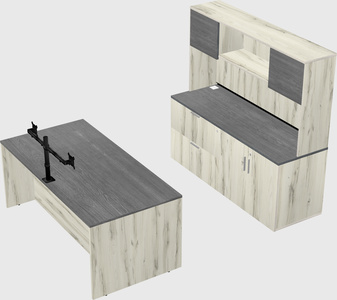 Parallel desk with credenza