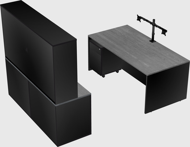 Bureau parallèle avec crédence