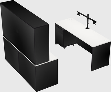Parallel desk with credenza