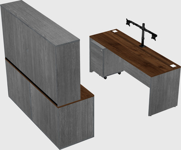 Bureau parallèle avec crédence