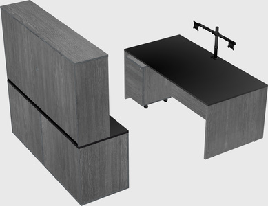Parallel desk with credenza