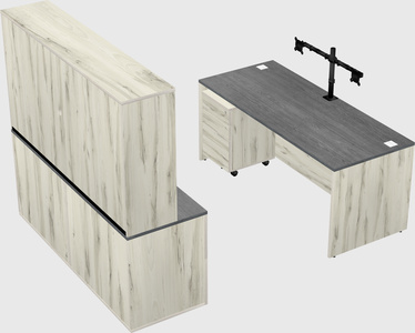 Parallel desk with credenza