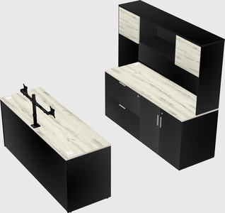 Bureau parallèle avec crédence