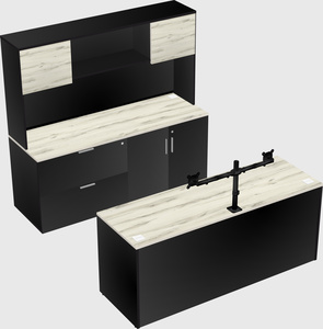 Bureau parallèle avec crédence