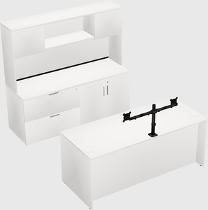 Parallel desk with credenza