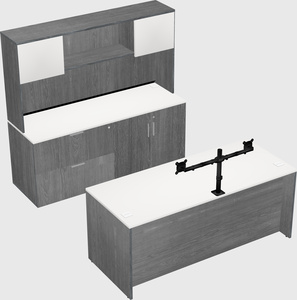 Bureau parallèle avec crédence