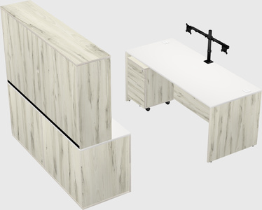 Parallel desk with credenza