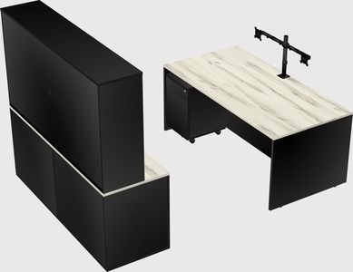 Parallel desk with credenza