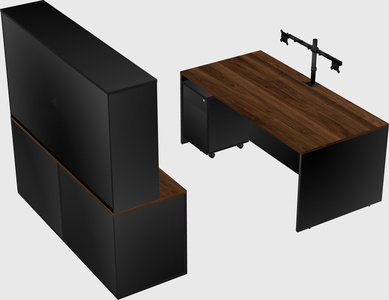 Bureau parallèle avec crédence