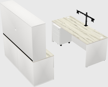 Parallel desk with credenza