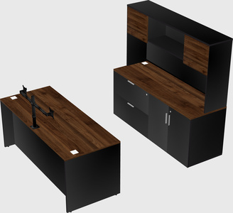 Parallel desk with credenza