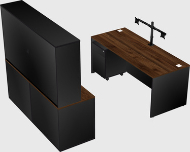 Parallel desk with credenza