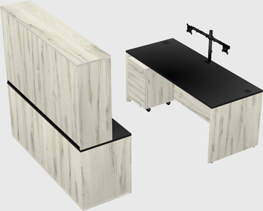 Parallel desk with credenza