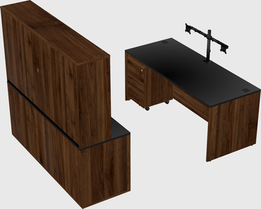 Parallel desk with credenza