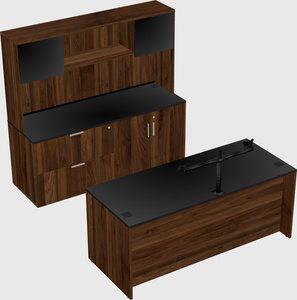 Parallel desk with credenza