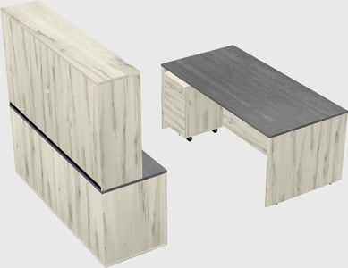 Parallel desk with credenza