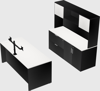 Bureau parallèle avec crédence