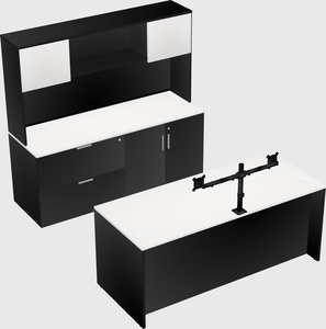 Bureau parallèle avec crédence
