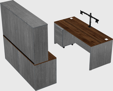 Bureau parallèle avec crédence