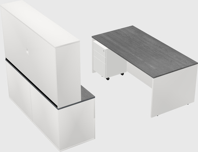 Parallel desk with credenza