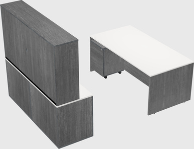 Parallel desk with credenza
