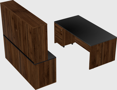 Parallel desk with credenza