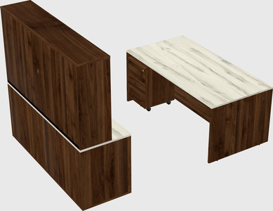 Parallel desk with credenza