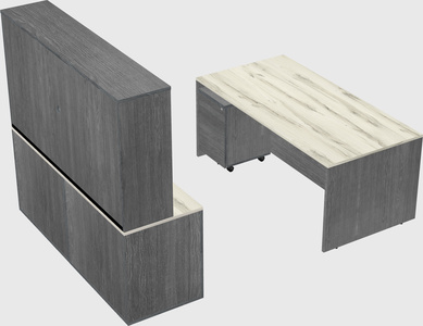Parallel desk with credenza