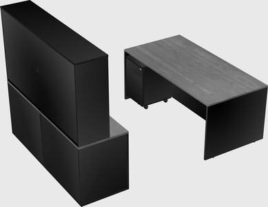Parallel desk with credenza