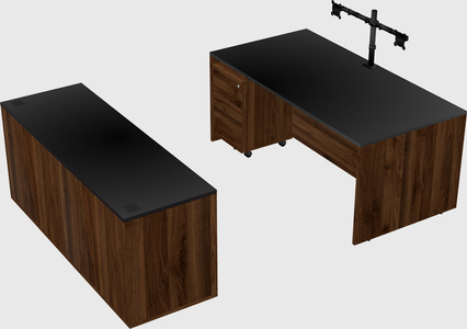 Parallel desk with credenza