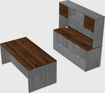 Parallel desk with credenza