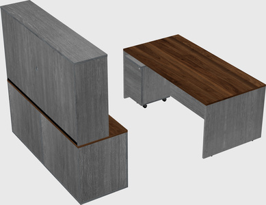 Parallel desk with credenza