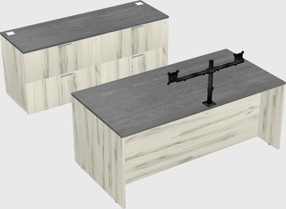 Bureau parallèle avec crédence