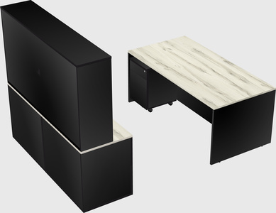 Parallel desk with credenza